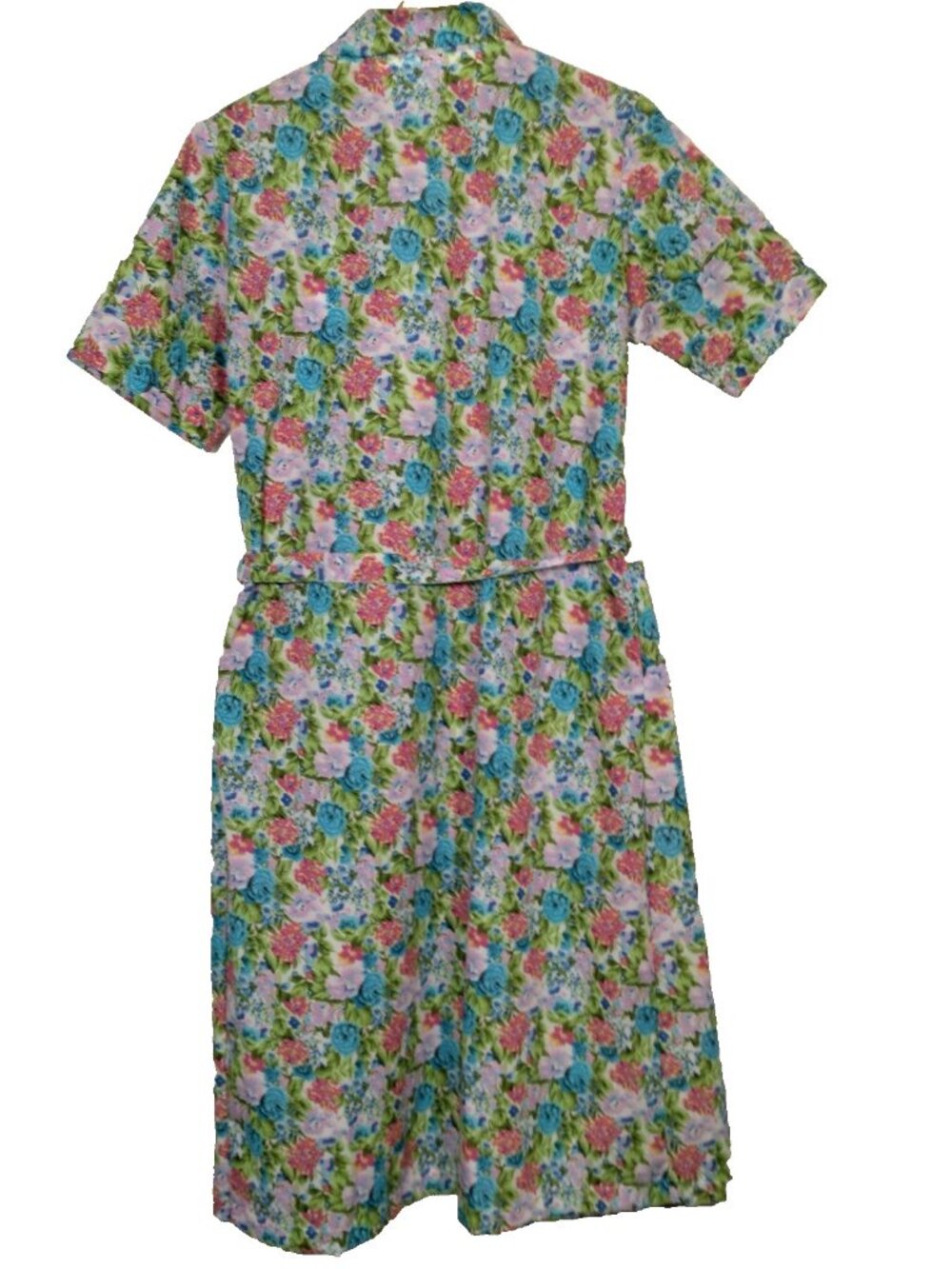 Buck & Buck House Dress Small Floral Pleated Zip Front Short Sleeve Granny - Picture 3 of 16